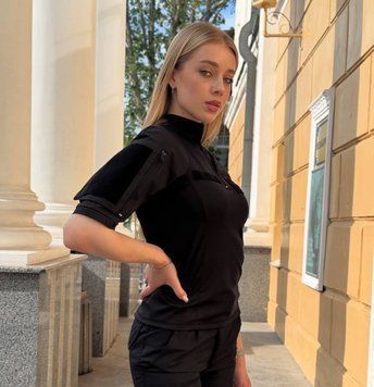 Тактичний жіночий убакс з коротким рукавом 5.45style чорний, Чорний, XXL