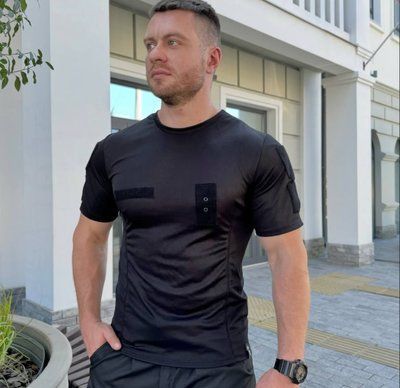 Тактична футболка 5.45style чоловіча coolmax чорна, Чорний, S